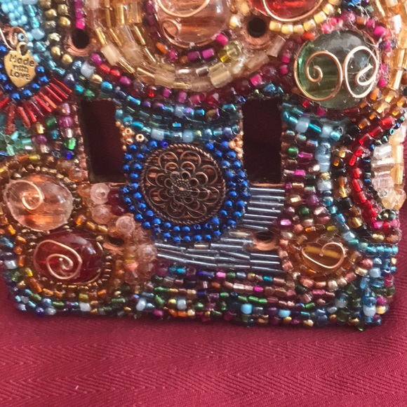 Double ceramic handmade beaded light switch cover - Picture 2 of 3